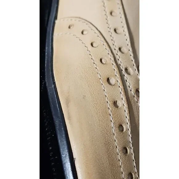 Massimo‎ Matteo Lucia Laceless Wing Tip oxford shoes Taupe 6 M